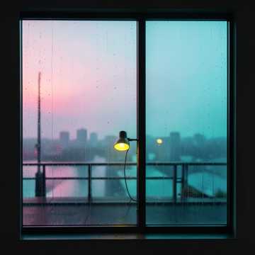 雨渍的窗玻璃
