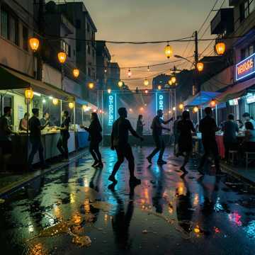 夜色摊前舞
