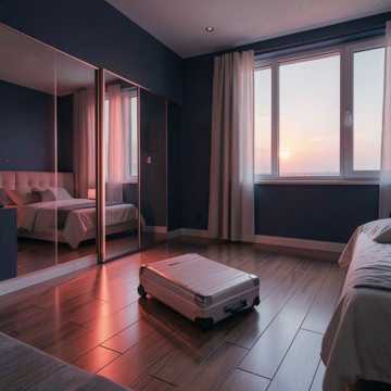 行李箱碾过冬眠的枕边