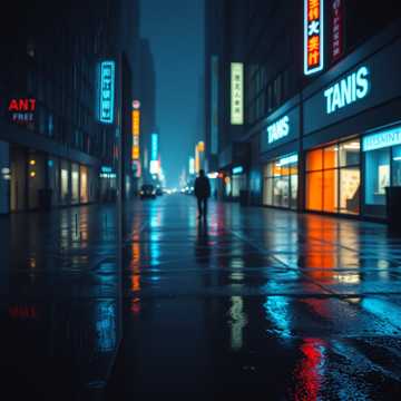 霓虹街的倒影