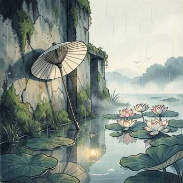 烟雨调三尺青丝锁清秋