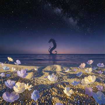 星光绽放的海滩