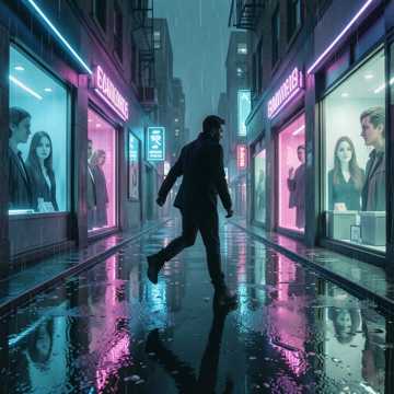 霓虹街的倒影