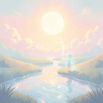 小溪牵着太阳