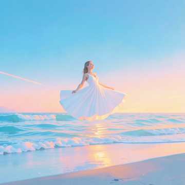 白色浪花裙摆