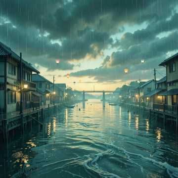 雨过天晴的堤岸