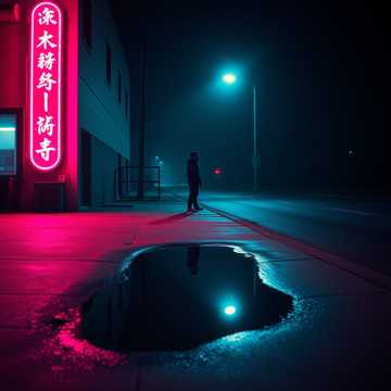 霓虹划破的街
