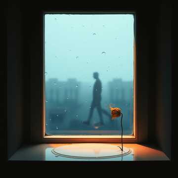 窗上的雨脚