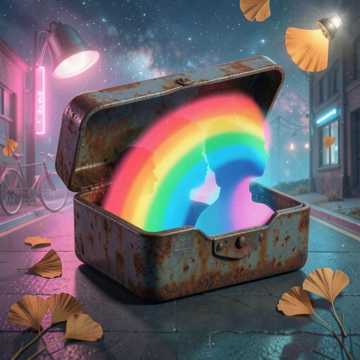 彩虹掰成两半的铁皮箱