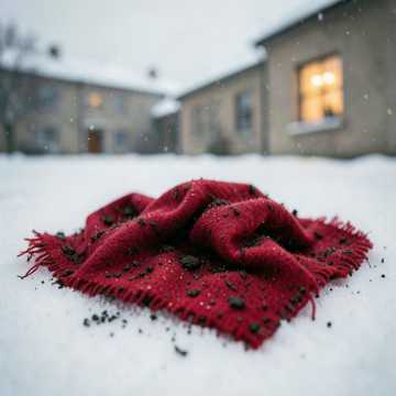 初雪红围巾