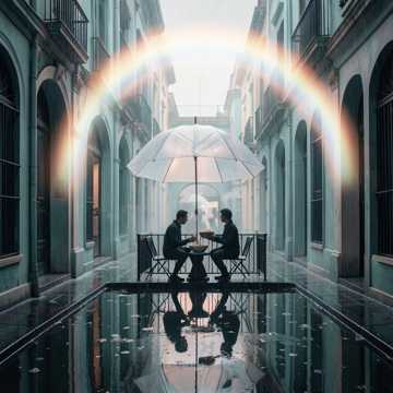 骑楼窗台的雨