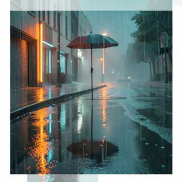 霓虹雨街角