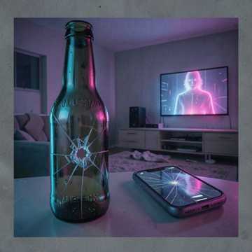 碎了一地的啤酒瓶