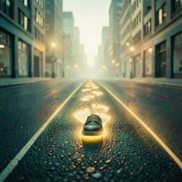 沥青路上烫出光