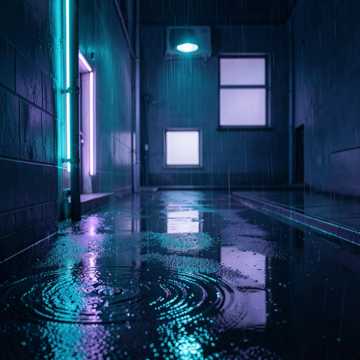 熄灭的街灯与雨