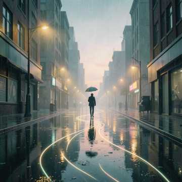雨丝垂满街