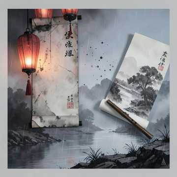 残绢点墨
