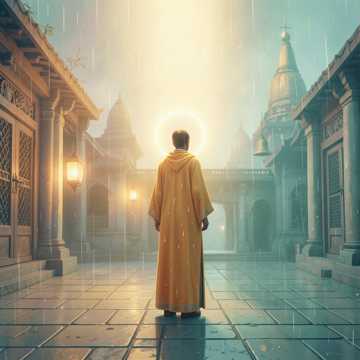 袈裟上未干的雨