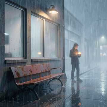 锈迹长椅数雨声