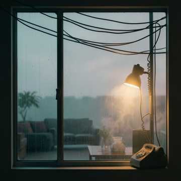 电话线栓着雨丝