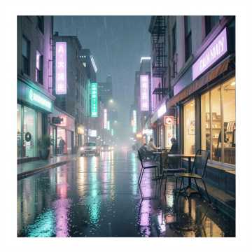 城市湿了灯影