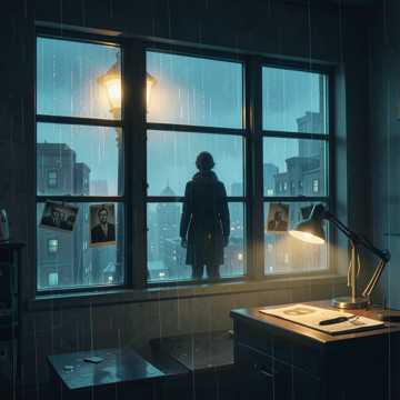 雨声染旧街灯