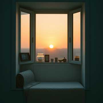 天堂未晚的夕霞