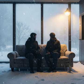 破沙发上的雪夜
