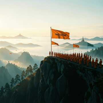 橙色战旗指向远方
