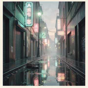霓虹未歇的人行道