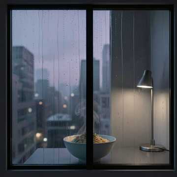 玻璃檐下雨滴声