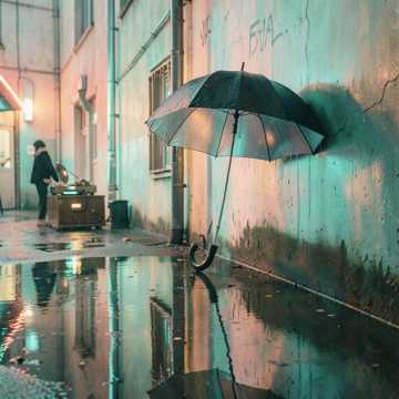 旧伞撑雨