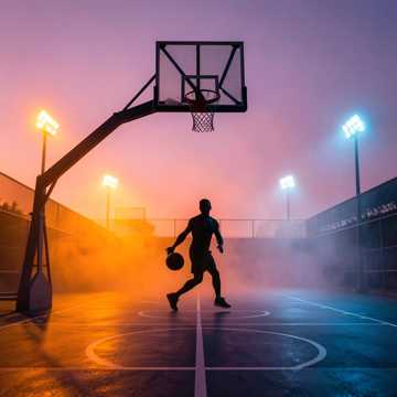 篮板上的夕阳