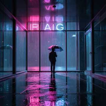 湿透的霓虹灯影