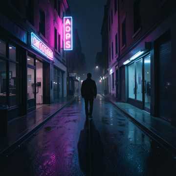 霓虹灯下的空影