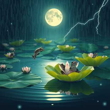 荷塘碎雨撒欢