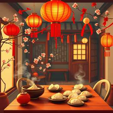 红灯笼 灶台边