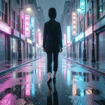 霓虹雨街