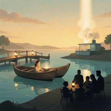 晚泊桅灯