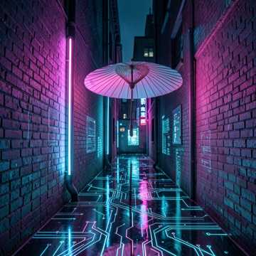 霓虹照月
