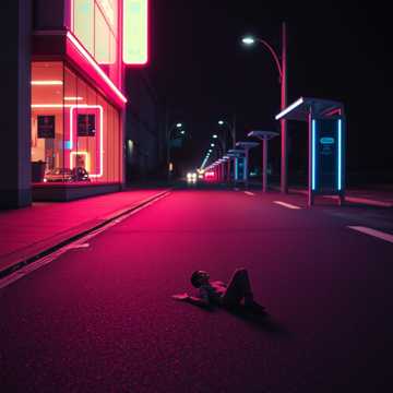 霓虹碎在柏油路