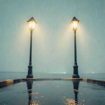 雨中的街灯