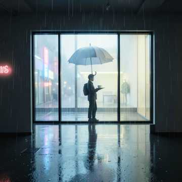 雨打食堂窗