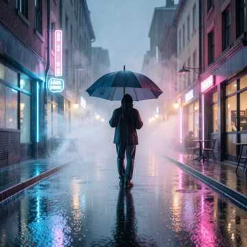 双人伞下雨