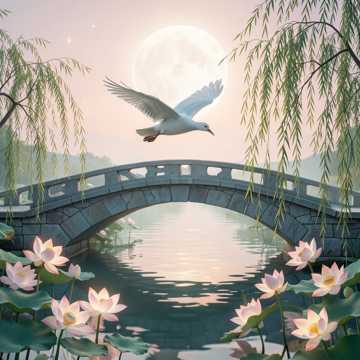 溪水绕过青石桥