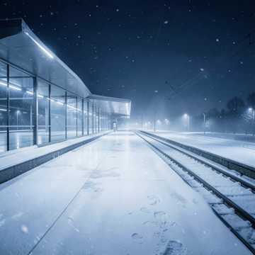 铁轨穿过雪的瞳孔