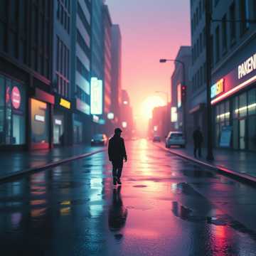 霓虹雨路