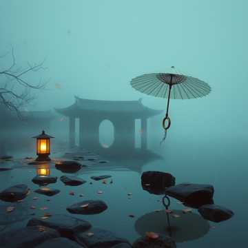 烟雨楼台半卷帘