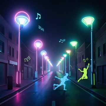 路灯连成线