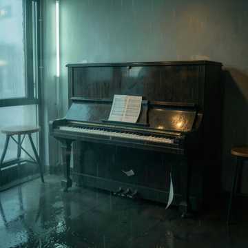 旧钢琴上的雨痕